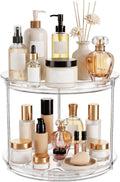 Makeup Organizer 360° Rotating – 2‑Tier Clear Lazy Susan, Skincare & Perfume Storage for Vanity, 9"