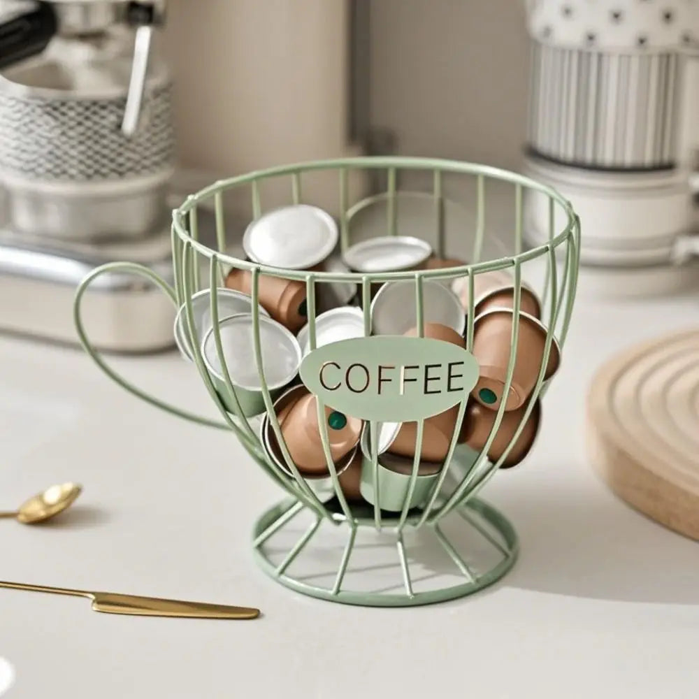 Coffee Pod Holder – Large Capacity Irregular Shape, Iron Capsule Storage Organizer for Countertop