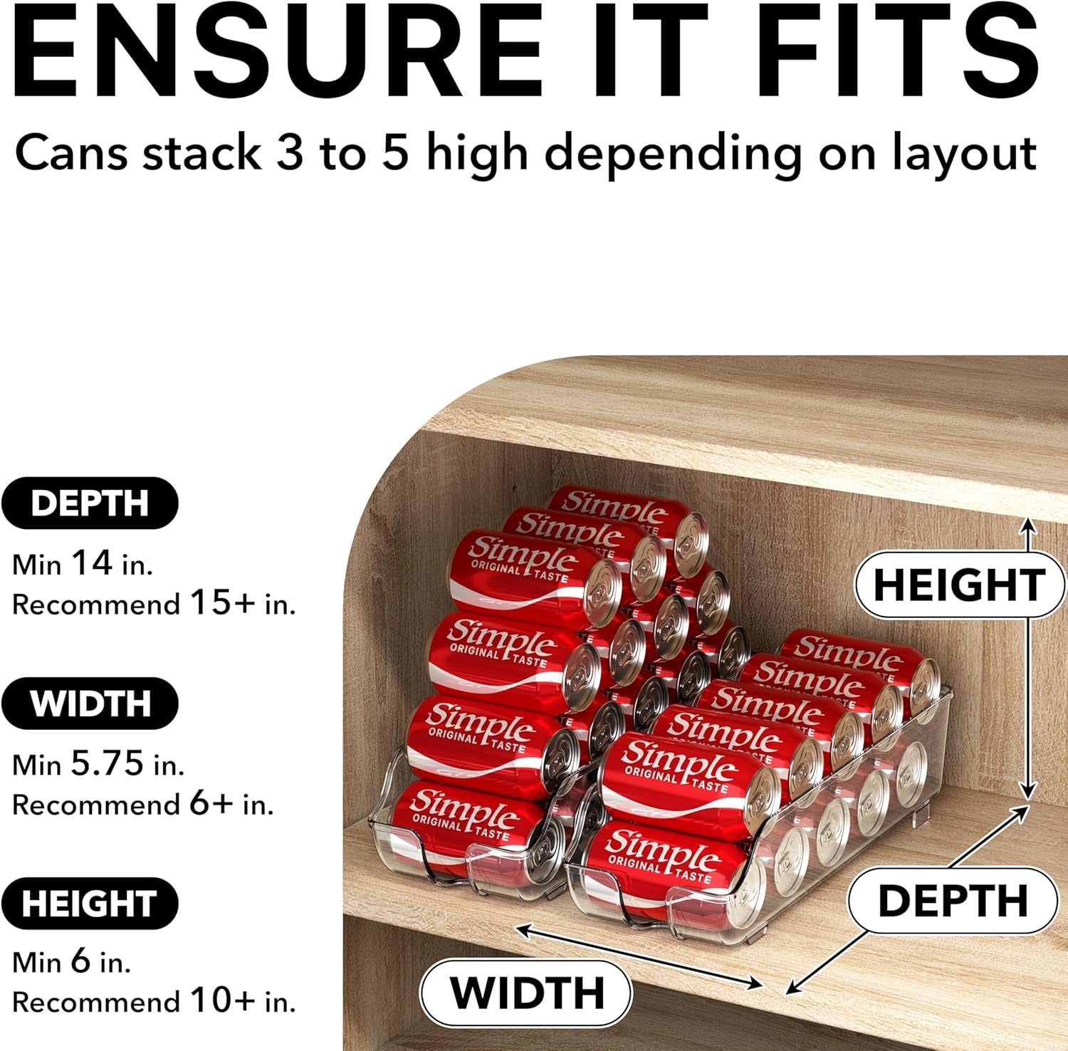Soda Can Organizer Dispenser Refrigerator/Pantry, Set of 2