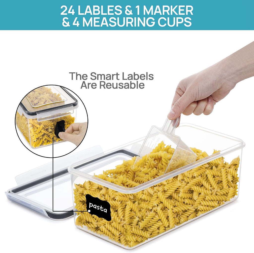 Airtight Food Storage Containers with Lids – 8‑Pack 3.2L Stackable Set, BPA‑Free for Pasta, Spaghetti & Pantry
