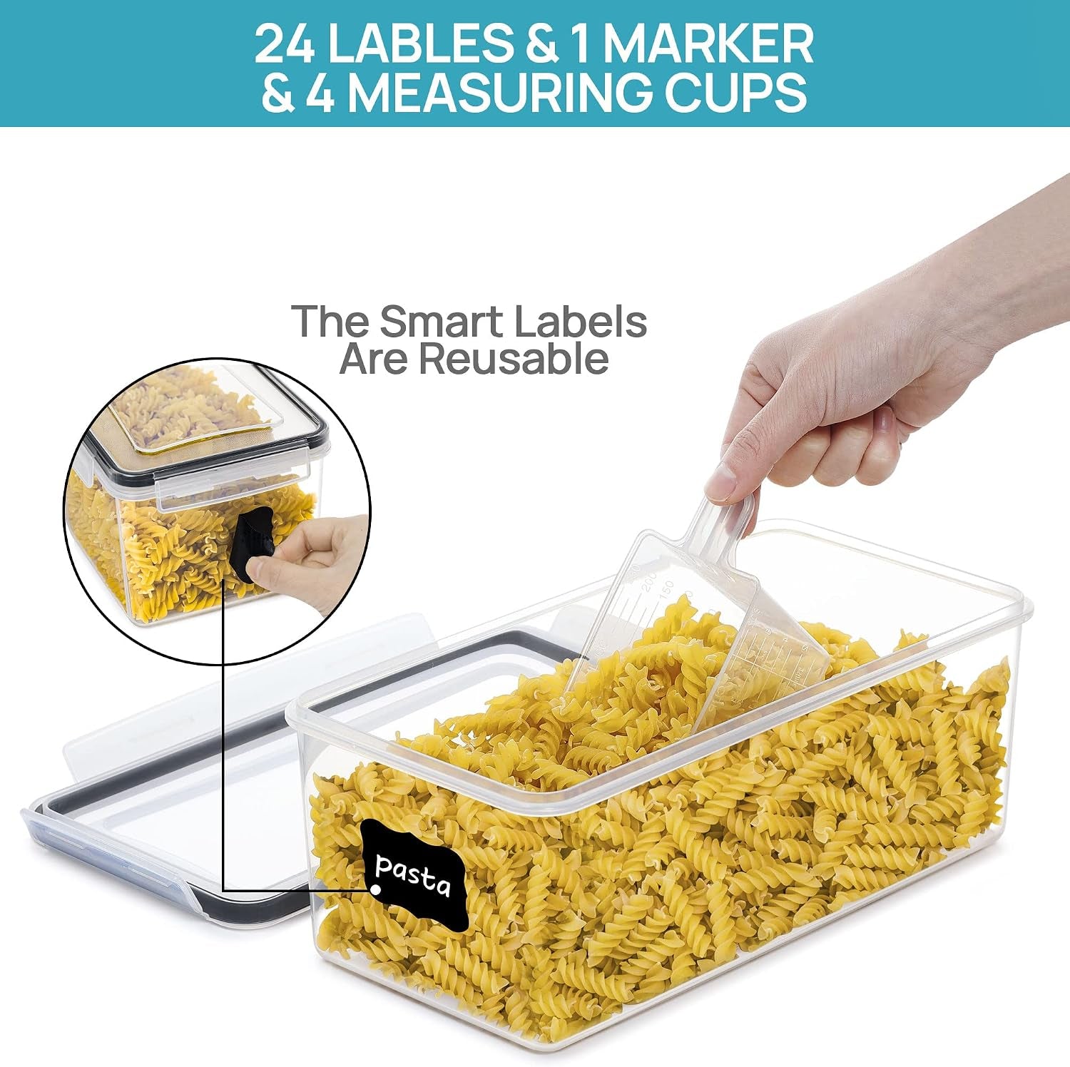 Airtight Food Storage Containers with Lids – 8‑Pack 3.2L Stackable Set, BPA‑Free for Pasta, Spaghetti & Pantry