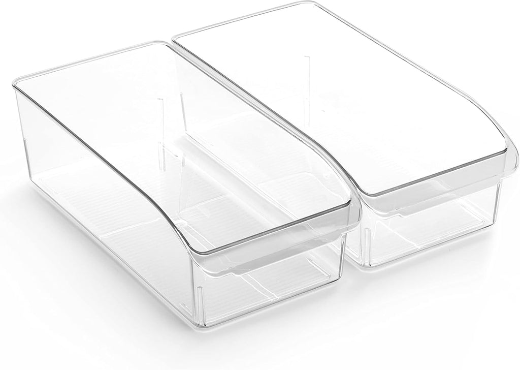 | Plastic Storage Bins, Small | the CURVE COLLECTION | Multi-Use Organizer Bins | Storage Containers Kitchen, Pantry and Home Organization | Fridge Organizers | Pantry Organization