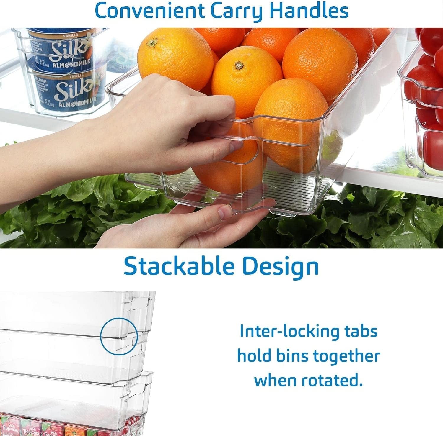 14‑Piece Fridge Organizer Set – Clear Acrylic Stackable Bins for Refrigerator & Freezer, with Egg Holder, Can Dispenser, 2 Ice Trays, Whiteboard & Liners