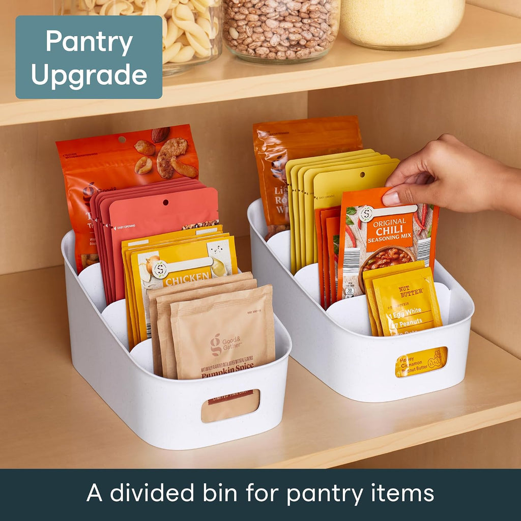 ShelfBin Packet Organizer – 4‑Tier Step Divided Storage Caddy, BPA‑Free for Pantry, Cabinet, Tea, Snacks & Medicine