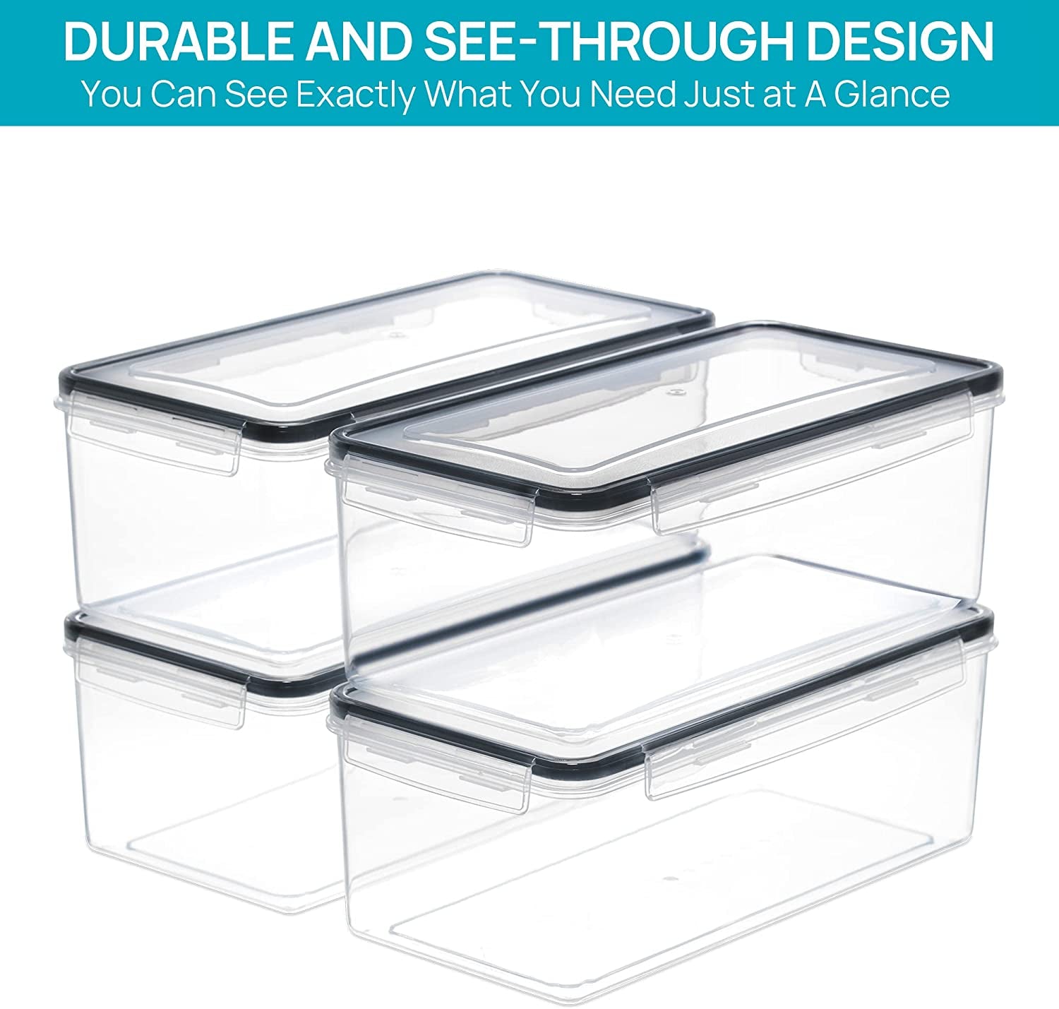 Airtight Food Storage Containers with Lids – 8‑Pack 3.2L Stackable Set, BPA‑Free for Pasta, Spaghetti & Pantry