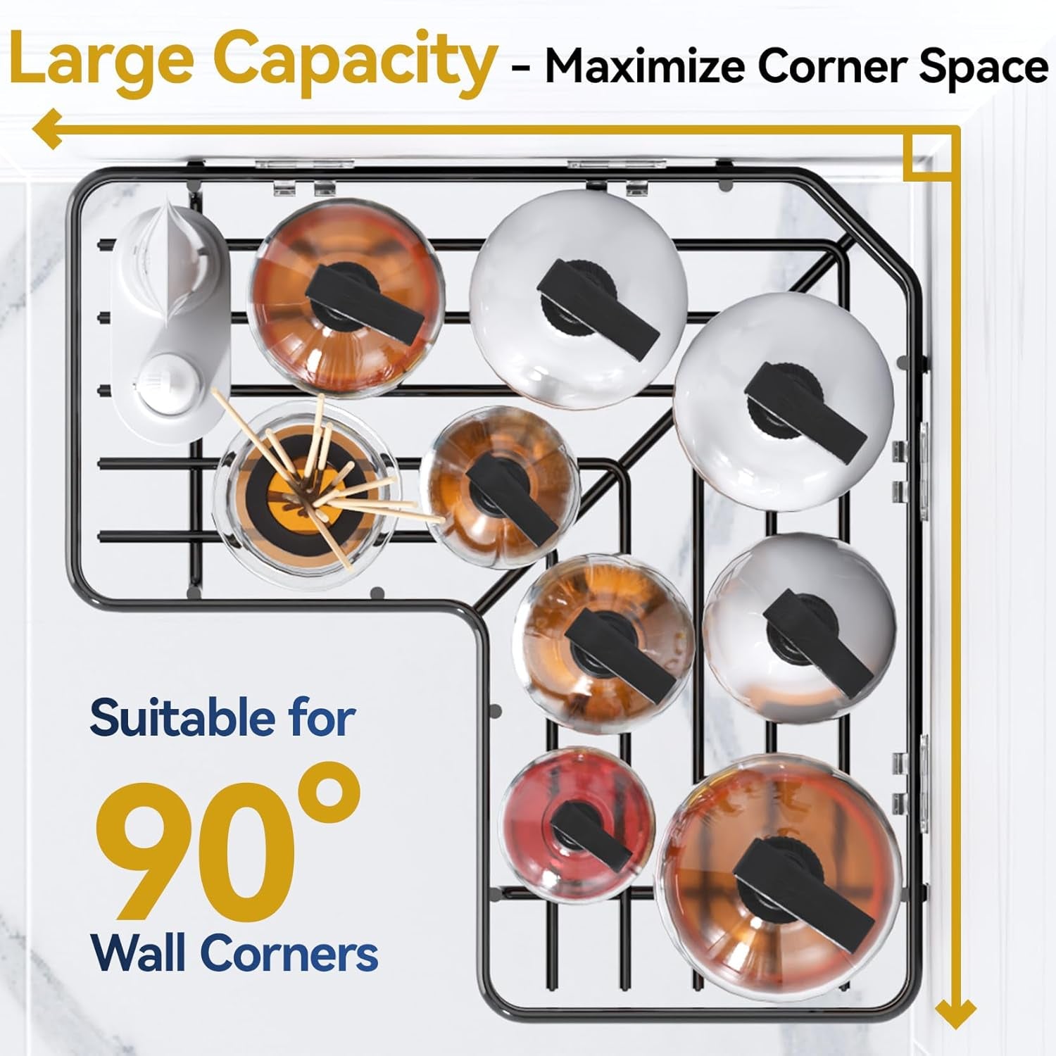 Adhesive Corner Shower Caddy – 3‑Pack Rustproof Shelves with Soap Holder, No‑Drill Wall Mount, 40lb Capacity
