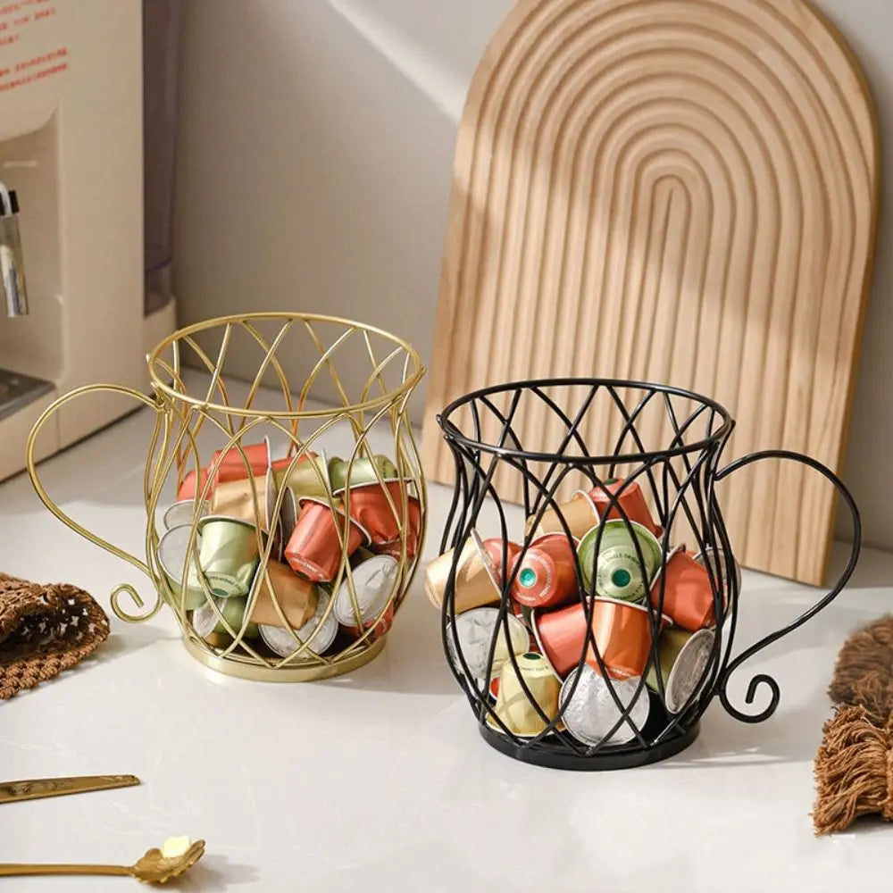 Coffee Pod Holder – Large Capacity Irregular Shape, Iron Capsule Storage Organizer for Countertop