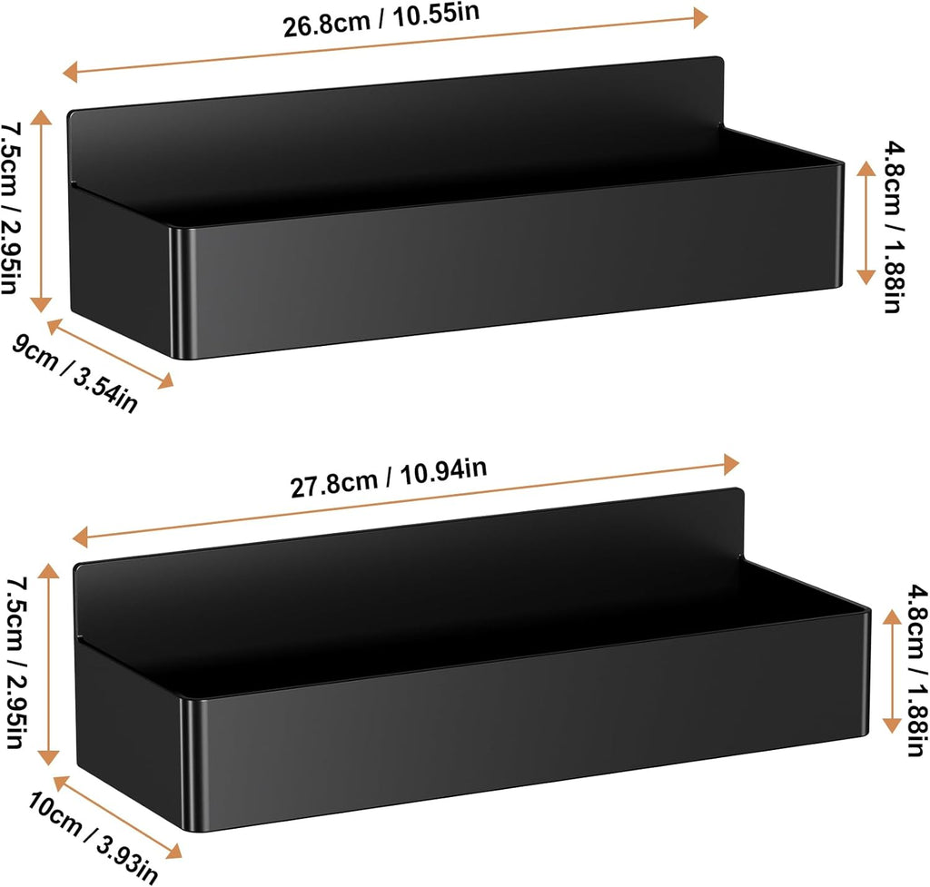 Magnetic Spice Rack for Refrigerator, Kitchen Organizer and Storage Shelf, Black (2 Pack)…