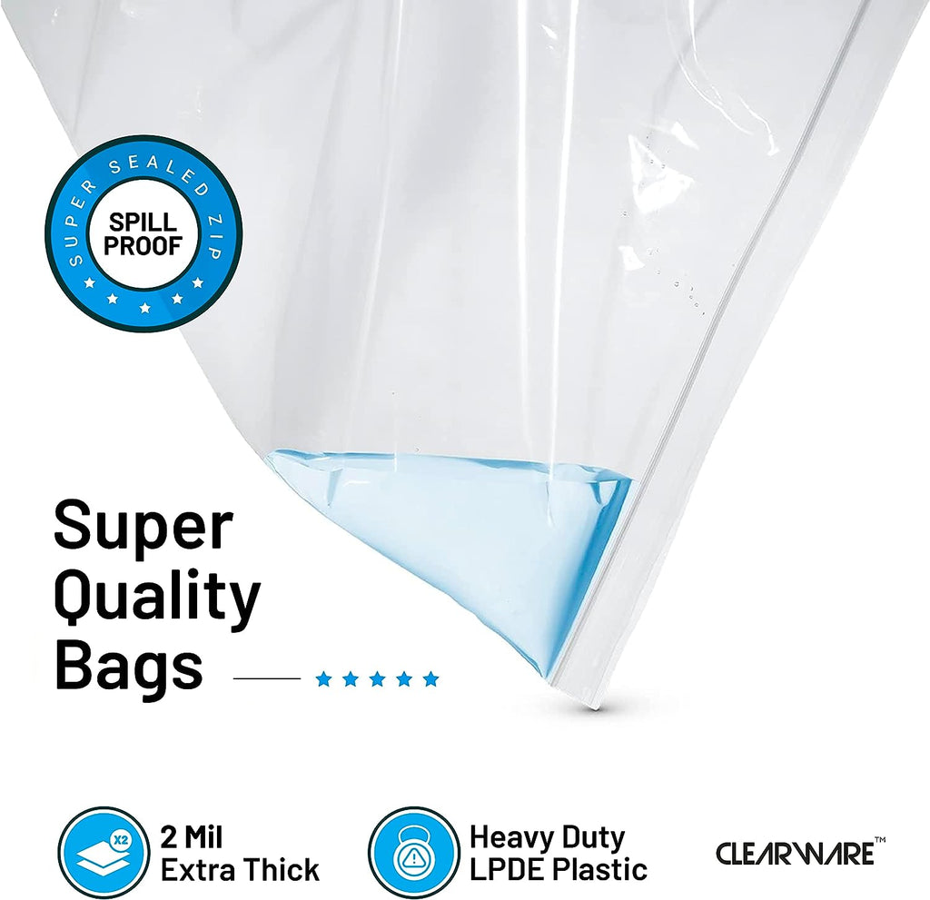 Large Storage Bags with Zipper Top – 12‑Pack 18"x24", 5 Gallon, Reusable Heavy‑Duty Plastic, BPA‑Free, 2‑Mil Thick