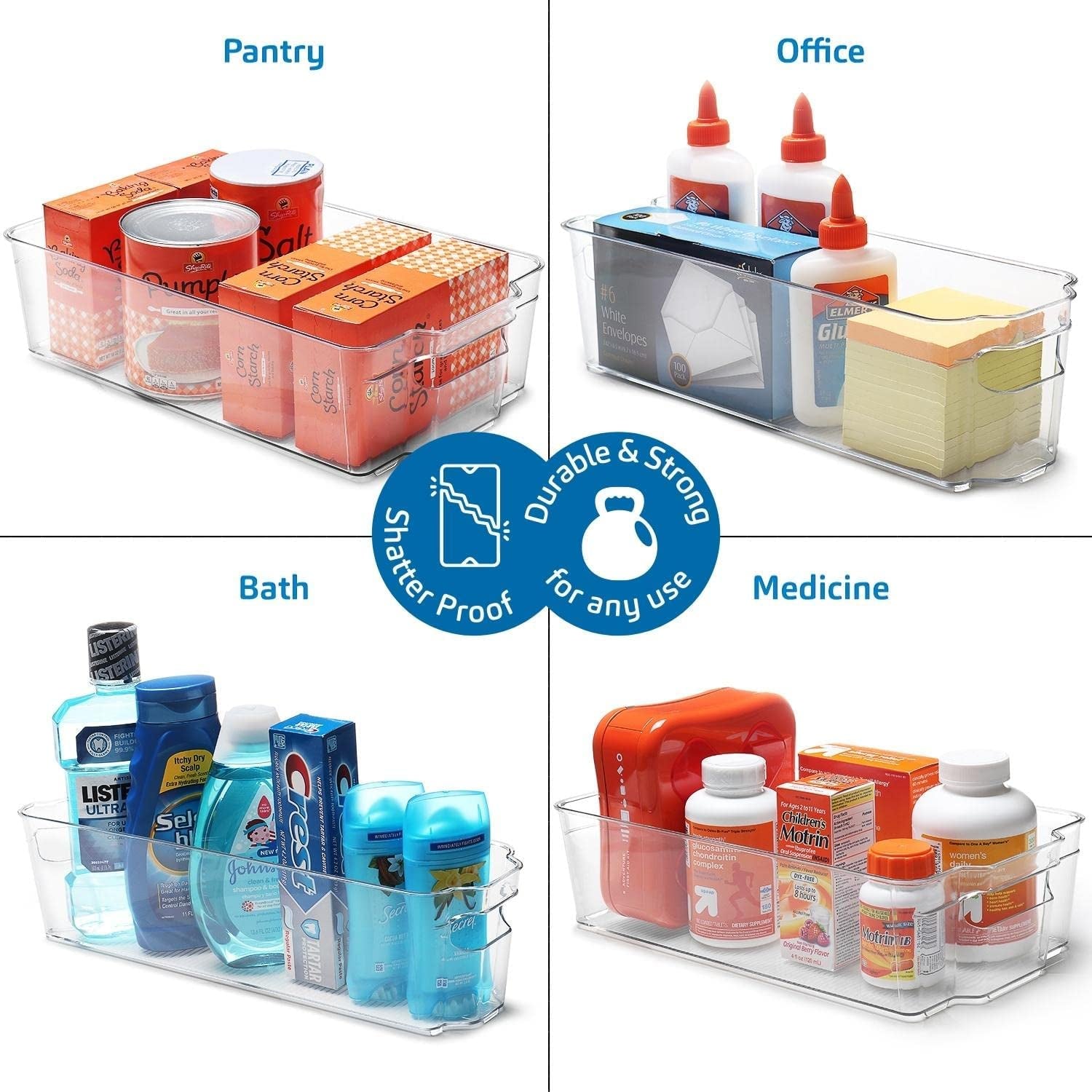 14‑Piece Fridge Organizer Set – Clear Acrylic Stackable Bins for Refrigerator & Freezer, with Egg Holder, Can Dispenser, 2 Ice Trays, Whiteboard & Liners