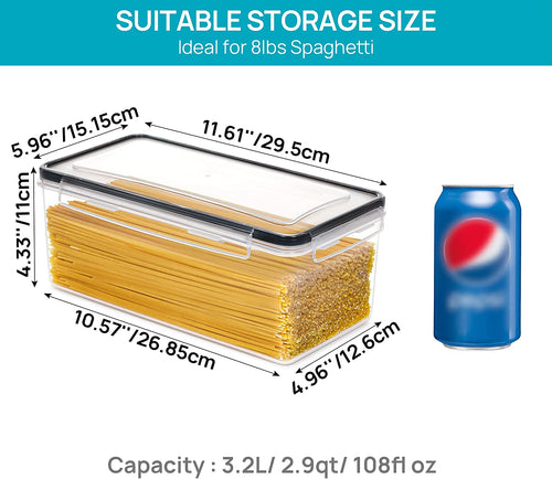 Airtight Food Storage Containers with Lids – 8‑Pack 3.2L Stackable Set, BPA‑Free for Pasta, Spaghetti & Pantry