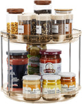 Lazy Susan Turntable Organizer – 2‑Tier Rotating Spice Rack, 9.25'' Compact for Cabinet, Pantry & Countertop, Amber