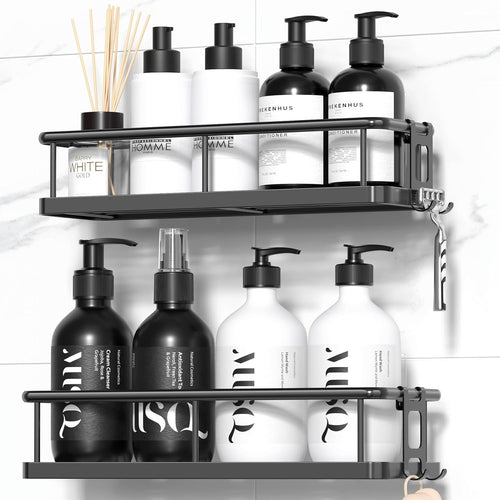Adhesive Shower Caddy – 2‑Pack Rustproof Stainless Steel Shelves, No‑Drill Install, 40lb Capacity for Bathroom