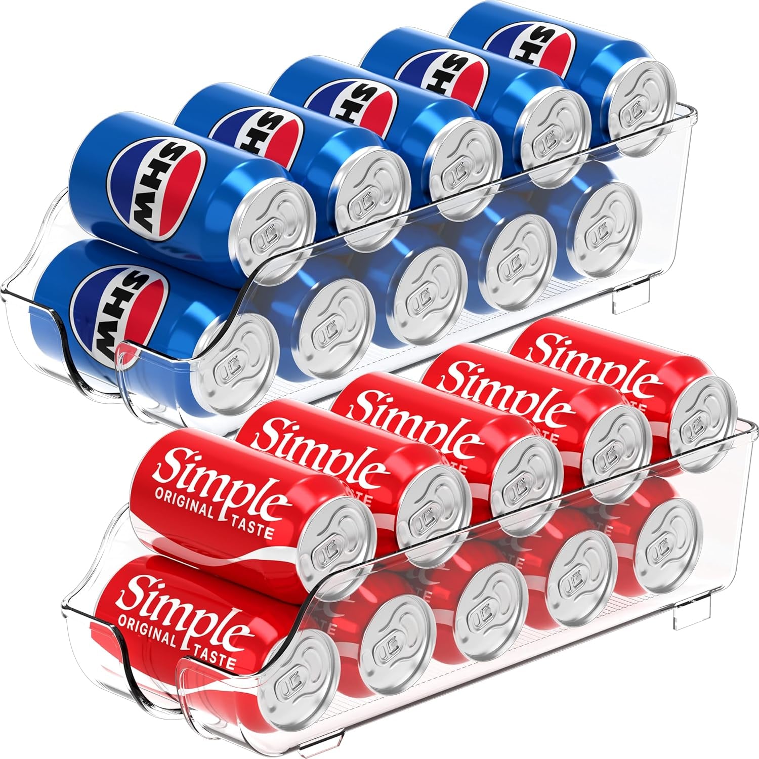 Soda Can Organizer Dispenser Refrigerator/Pantry, Set of 2