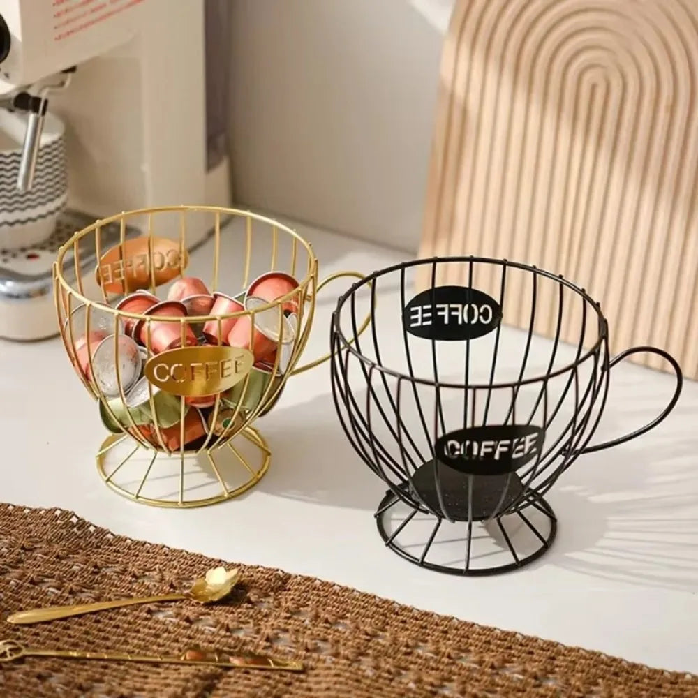 Coffee Pod Holder – Large Capacity Irregular Shape, Iron Capsule Storage Organizer for Countertop