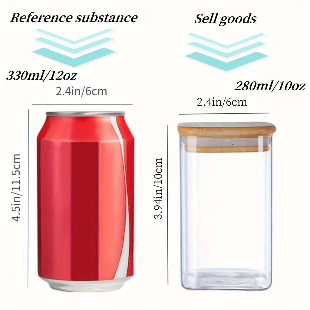 Glass Jar with Airtight Bamboo Lids – 10Oz Multi‑Pack, Clear Food Storage Containers for Kitchen & Pantry