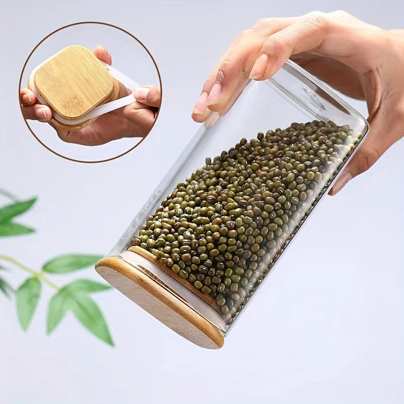Glass Jar with Airtight Bamboo Lids – 10Oz Multi‑Pack, Clear Food Storage Containers for Kitchen & Pantry