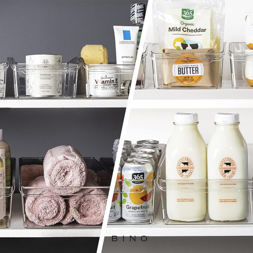 | Plastic Storage Bins, Small | the CURVE COLLECTION | Multi-Use Organizer Bins | Storage Containers Kitchen, Pantry and Home Organization | Fridge Organizers | Pantry Organization