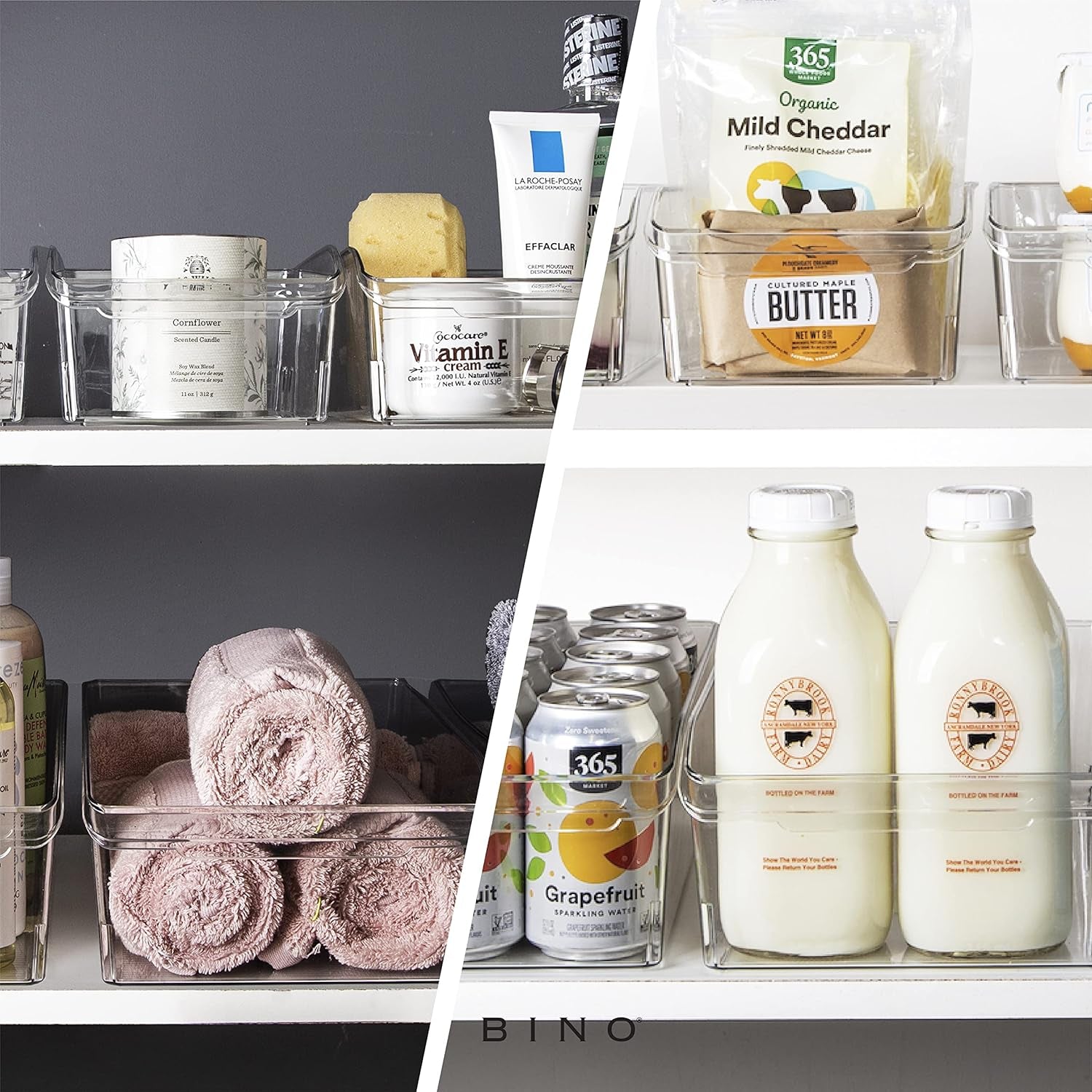 | Plastic Storage Bins, Small | the CURVE COLLECTION | Multi-Use Organizer Bins | Storage Containers Kitchen, Pantry and Home Organization | Fridge Organizers | Pantry Organization