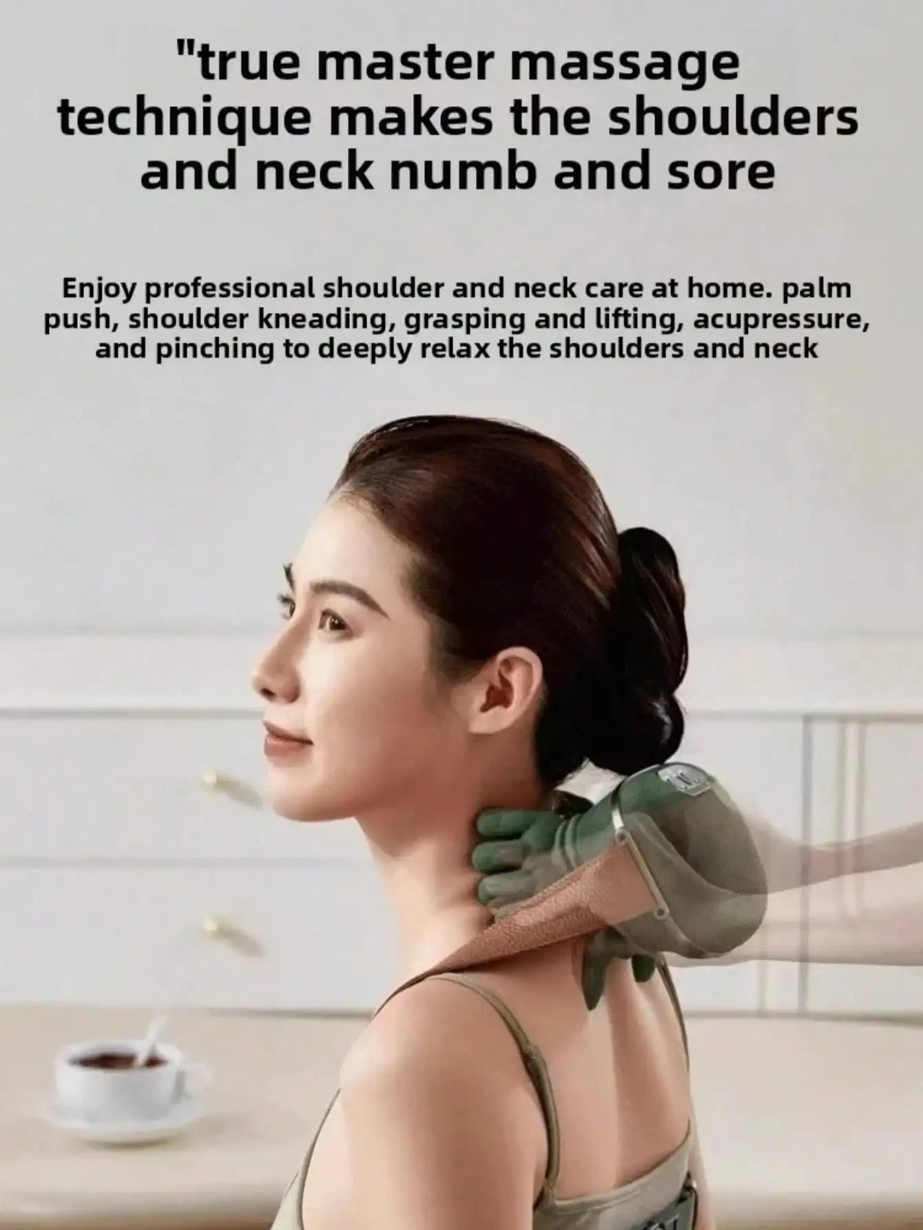 4D Shiatsu Neck and Shoulder Massager with Deep Tissue Heat – Wireless, Portable, Simulated Human Hand Kneading