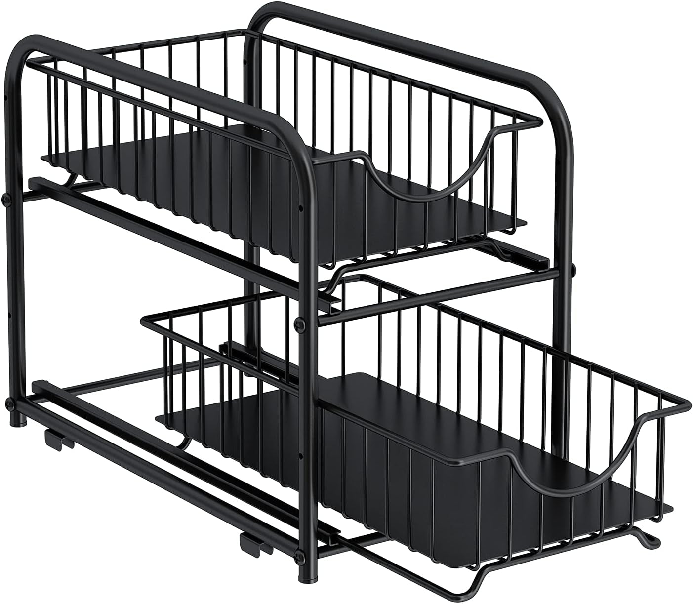 Pull‑Out Cabinet Organizer – Stackable 2‑Tier Sliding Drawer Rack, Under Sink Storage for Kitchen, Bathroom & Pantry