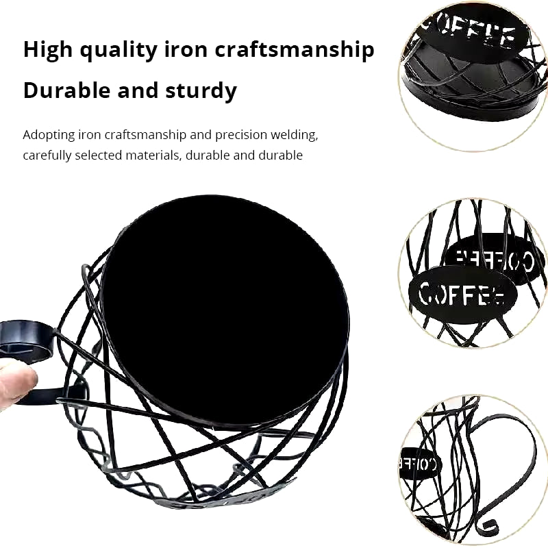 Coffee Pod Holder Large Capacity – Mug‑Shaped Organizer for Pods & Creamer, Durable Iron Storage for Kitchen Counter