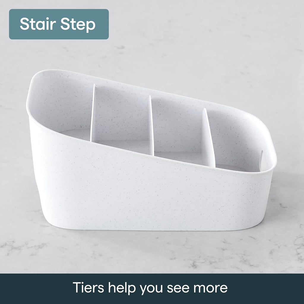 ShelfBin Packet Organizer – 4‑Tier Step Divided Storage Caddy, BPA‑Free for Pantry, Cabinet, Tea, Snacks & Medicine