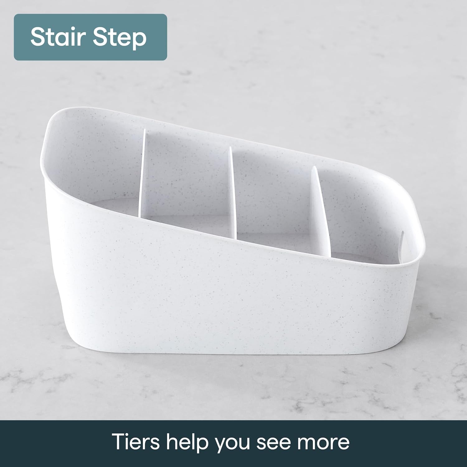 ShelfBin Packet Organizer – 4‑Tier Step Divided Storage Caddy, BPA‑Free for Pantry, Cabinet, Tea, Snacks & Medicine