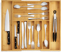 Bamboo Expandable Drawer Organizer – 7‑9 Adjustable Slots, Silverware & Utensil Tray, Natural