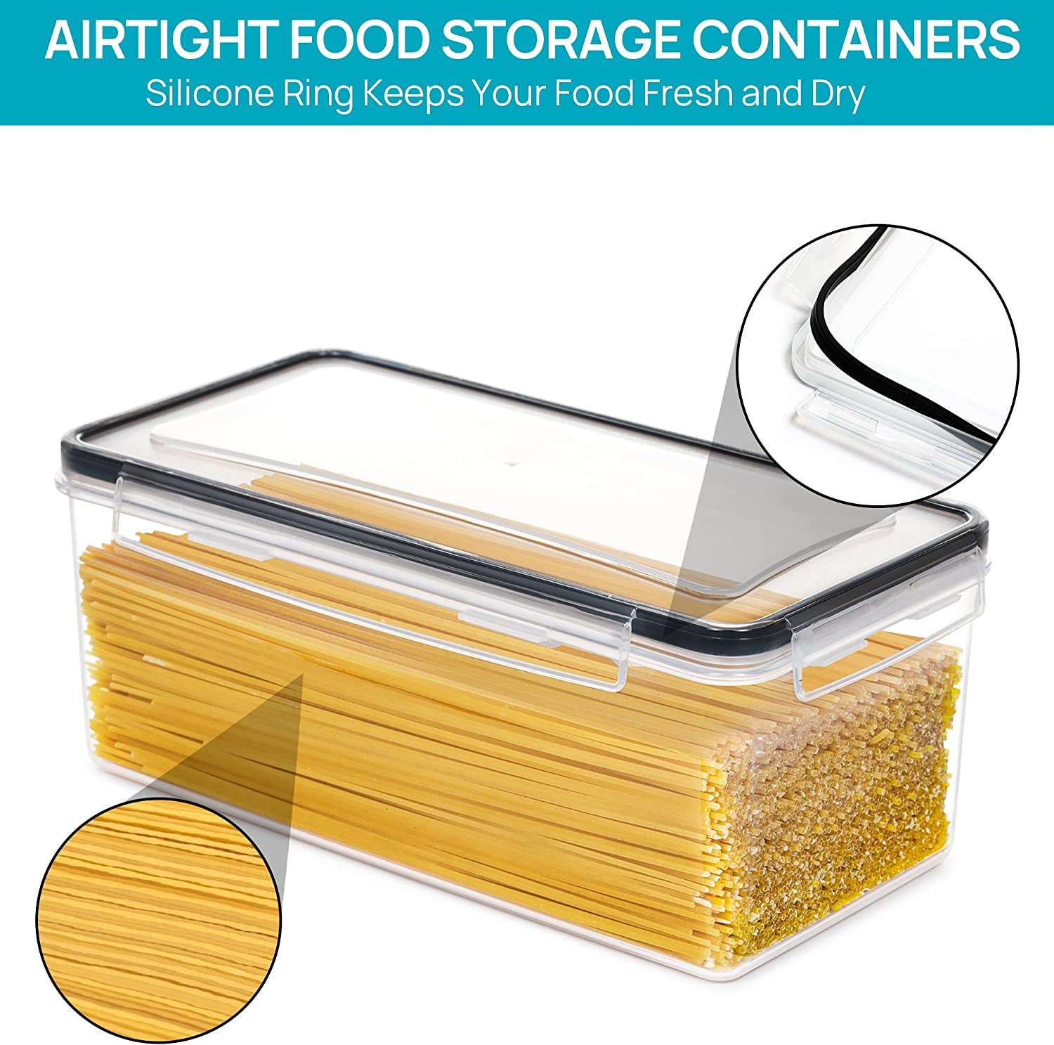 Airtight Food Storage Containers with Lids – 8‑Pack 3.2L Stackable Set, BPA‑Free for Pasta, Spaghetti & Pantry