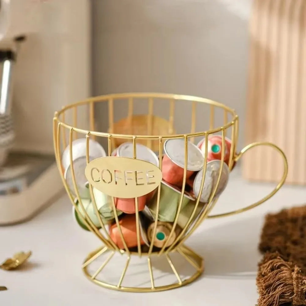 Coffee Pod Holder – Large Capacity Irregular Shape, Iron Capsule Storage Organizer for Countertop