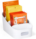ShelfBin Packet Organizer – 4‑Tier Step Divided Storage Caddy, BPA‑Free for Pantry, Cabinet, Tea, Snacks & Medicine