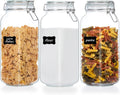 Glass Food Storage Jars with Airtight Clamp Lids – 3‑Pack 78oz Square Canisters for Flour, Sugar, Pasta & Coffee