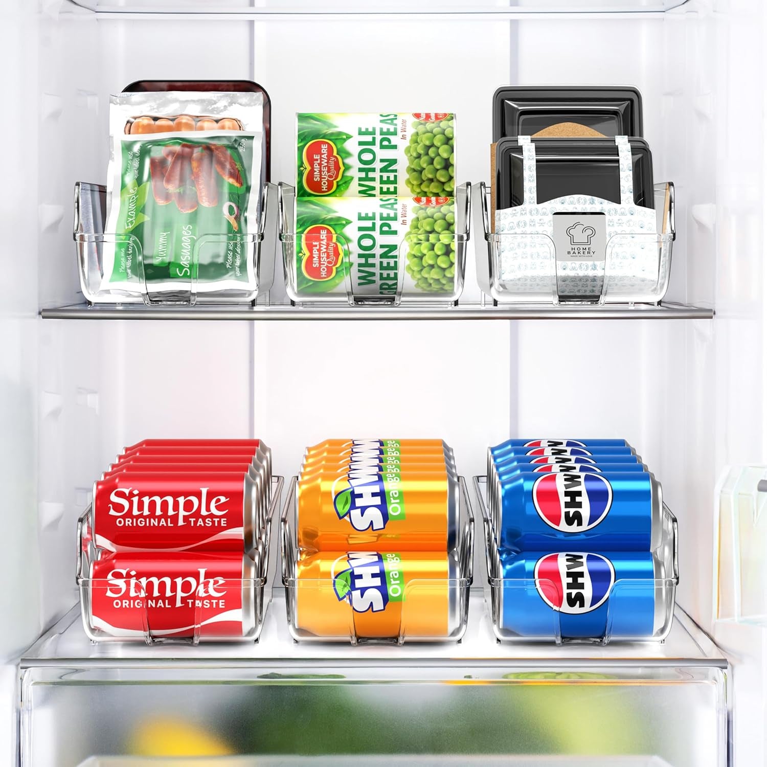 Soda Can Organizer Dispenser Refrigerator/Pantry, Set of 2