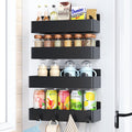 Magnetic Spice Rack for Refrigerator – 4‑Pack Kitchen Organizer, Sturdy Plastic Shelves with Strong Magnets, Space‑Saving Black