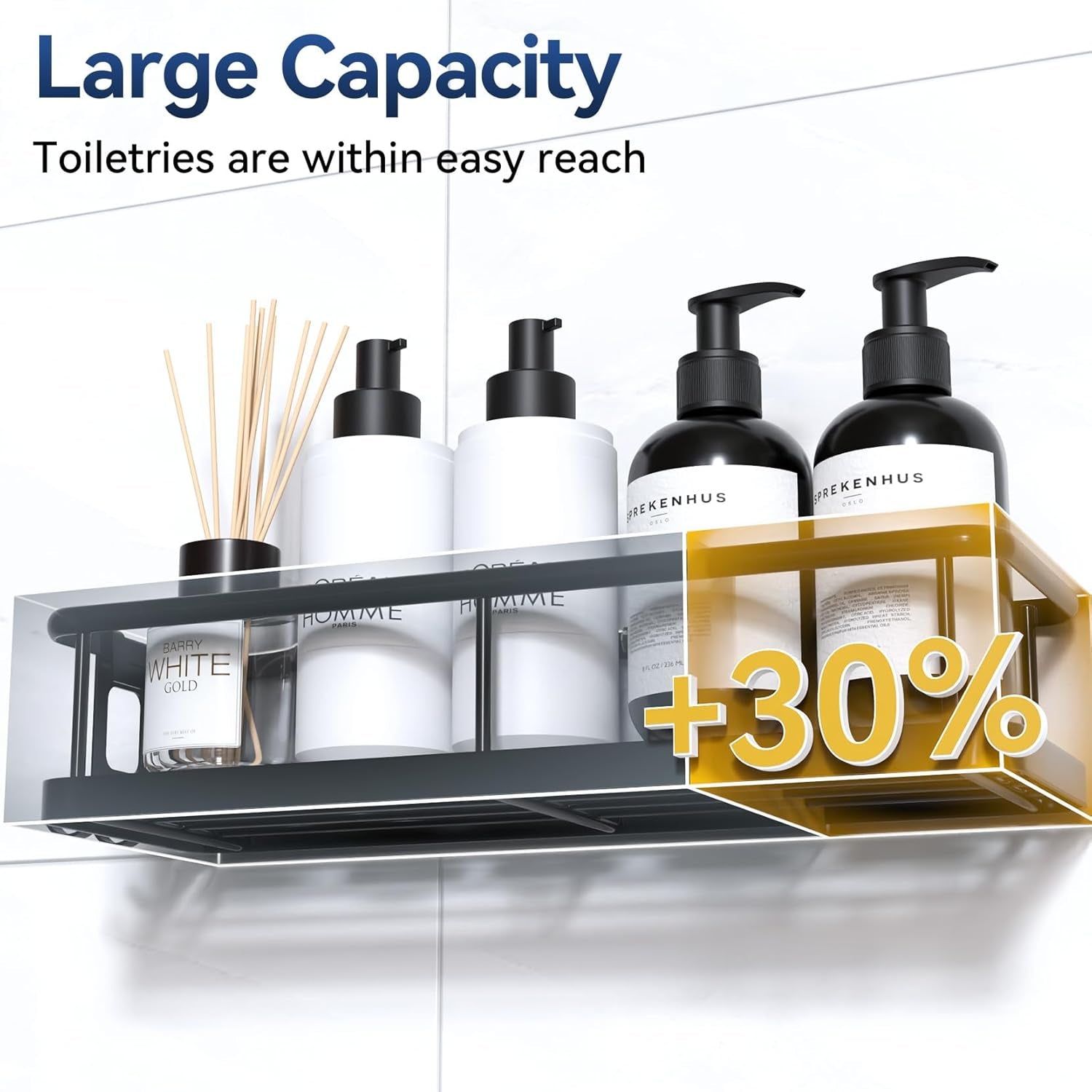 Adhesive Shower Caddy – 2‑Pack Rustproof Stainless Steel Shelves, No‑Drill Install, 40lb Capacity for Bathroom
