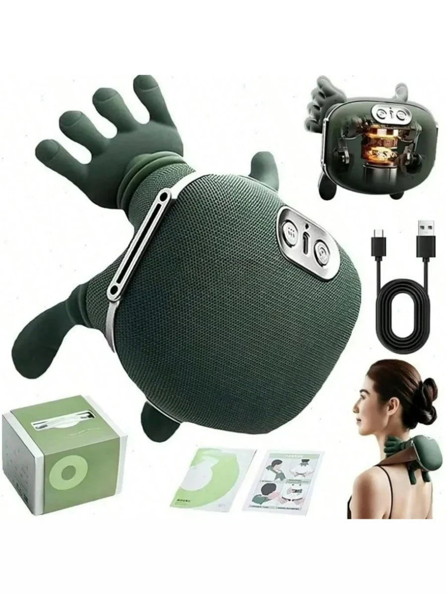 4D Shiatsu Neck and Shoulder Massager with Deep Tissue Heat – Wireless, Portable, Simulated Human Hand Kneading