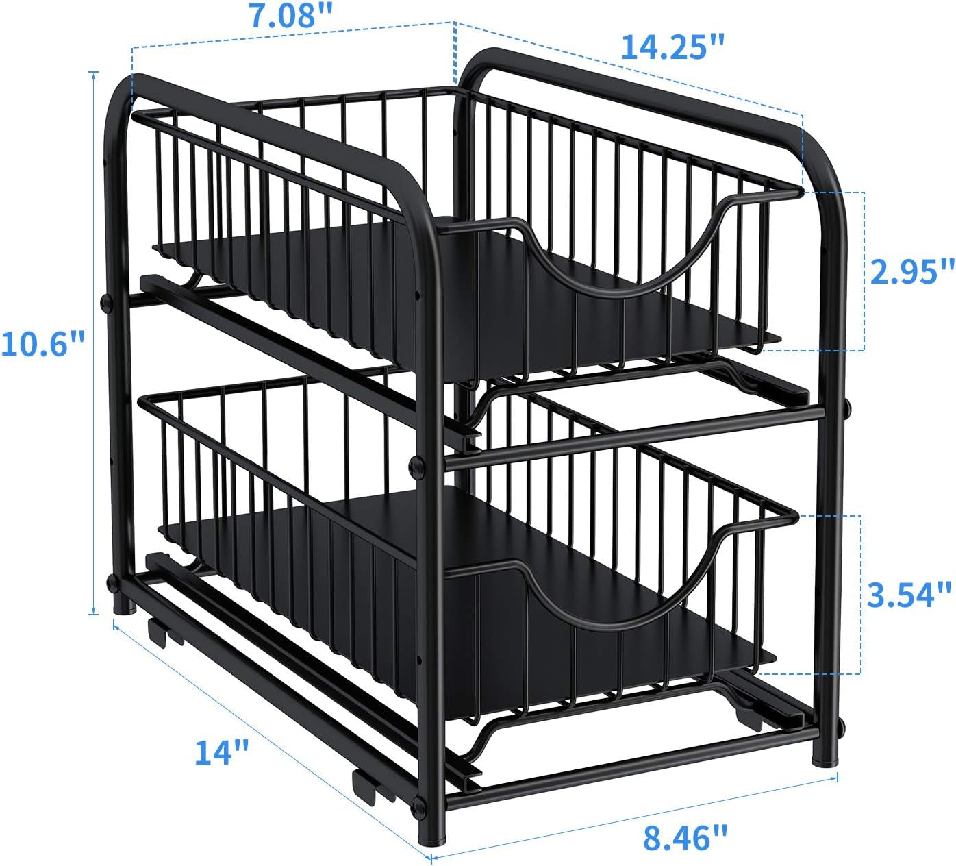 Pull‑Out Cabinet Organizer – Stackable 2‑Tier Sliding Drawer Rack, Under Sink Storage for Kitchen, Bathroom & Pantry