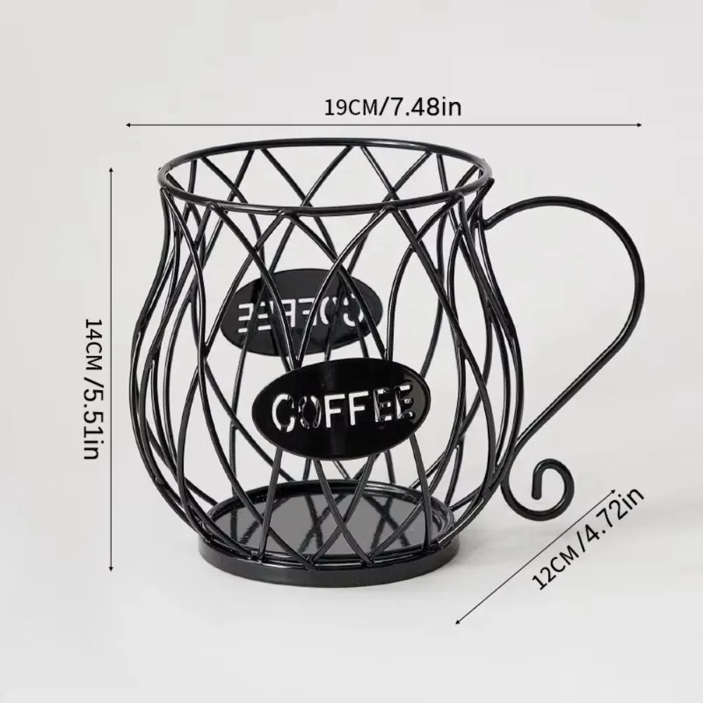 Coffee Pod Holder – Large Capacity Irregular Shape, Iron Capsule Storage Organizer for Countertop