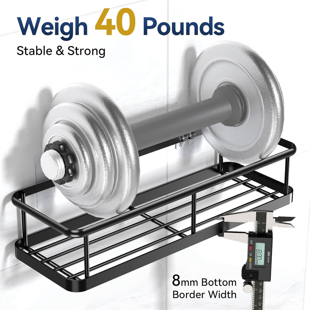 Adhesive Shower Caddy – 2‑Pack Rustproof Stainless Steel Shelves, No‑Drill Install, 40lb Capacity for Bathroom