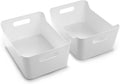 Plastic Storage Bins – Large 2‑Pack, White – Versatile Organizer for Pantry, Fridge, Kitchen & Bathroom
