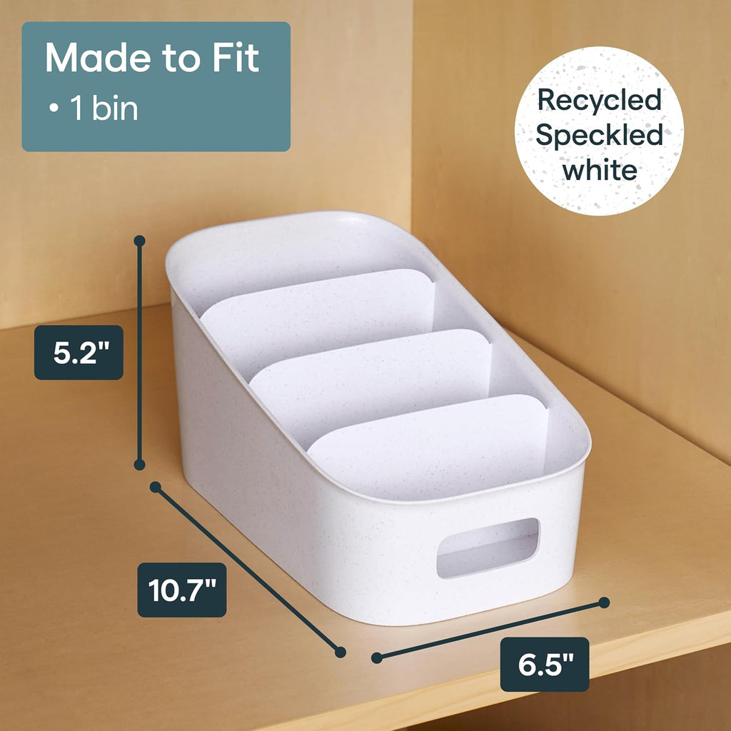 ShelfBin Packet Organizer – 4‑Tier Step Divided Storage Caddy, BPA‑Free for Pantry, Cabinet, Tea, Snacks & Medicine
