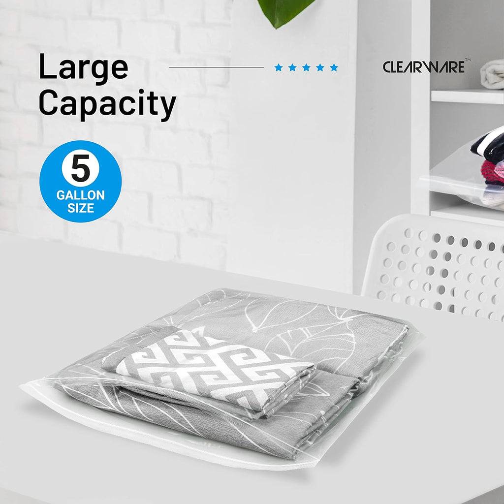 Large Storage Bags with Zipper Top – 12‑Pack 18"x24", 5 Gallon, Reusable Heavy‑Duty Plastic, BPA‑Free, 2‑Mil Thick