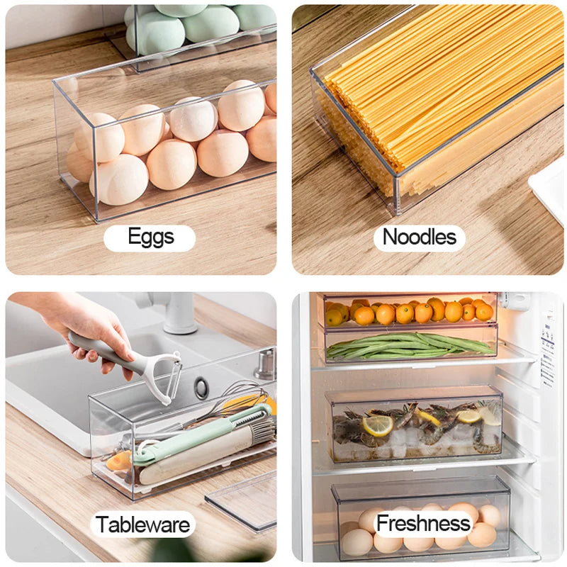 Clear Spaghetti Container with Airtight Lid – Stackable Pasta Storage Box, BPA-Free for Pantry & Fridge